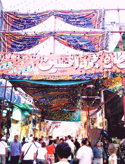 Crowded historic Cairo lane