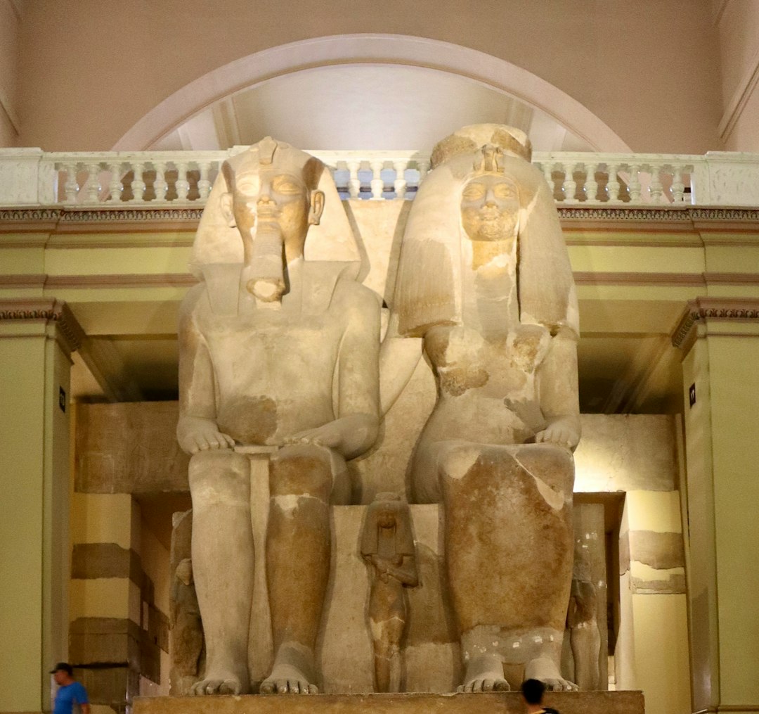 Colossal seated pair in the hall